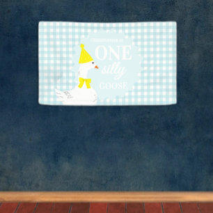 Banderoles Un anniversaire de 1 an de l'oie Gingham folle