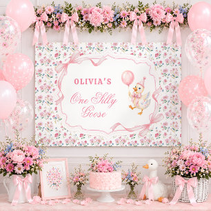 Banderoles Un anniversaire de 1 an Silly Goose Rose Floral