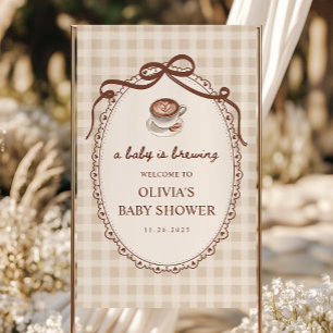 Banderoles Un bébé prépare du café Baby Shower de bienvenue