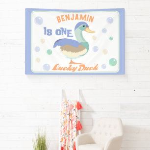Banderoles Un Canard Chanceux &  Bulles Premier Anniversaire 