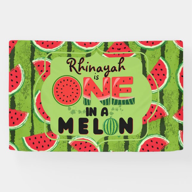 Banderoles UN dans Melon Watermelon 1er anniversaire (Horizontal)