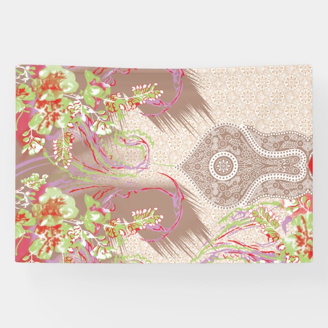 Banderoles un design de vase rouge avec des fleurs dessus (Horizontal)