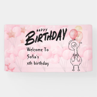Banderoles Un Dîner d'Anniversaire Personnalisé Rose "Une Oie