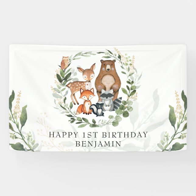 Banderoles Un joli anniversaire pour les animaux de la nature (Horizontal)