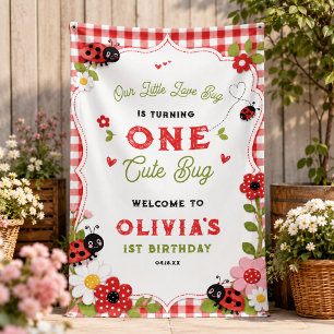 Banderoles Un joli bug floral coccinelle 1er anniversaire