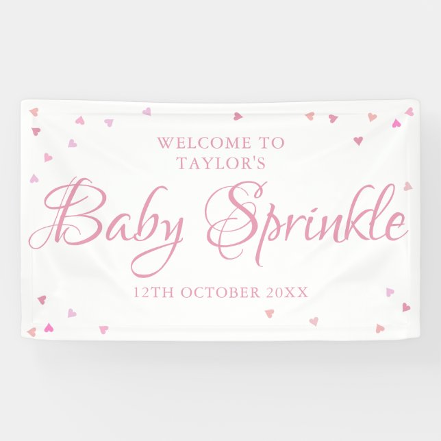 Banderoles Un joli coeur d'amour rose Baby Girl Bienvenue (Horizontal)