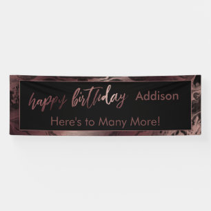 Banderoles Un joyeux anniversaire marbré d'or et de noir Ros