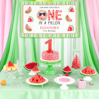Banderoles Un melon pour un an fête d'anniversaire pastèque