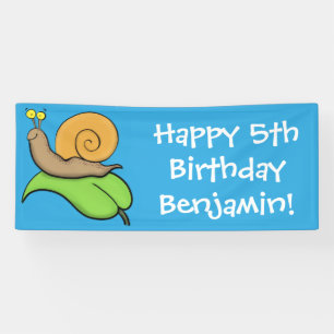 Banderoles Un mignon escargot heureux sur une illustration d'