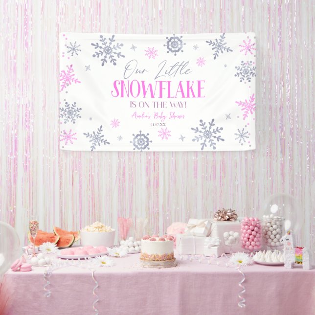 Banderoles Un petit Baby shower rose hivernal (Fête)