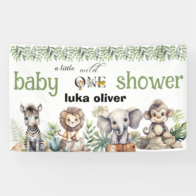 Banderoles un petit baby shower sauvage d'animaux safari (Horizontal)