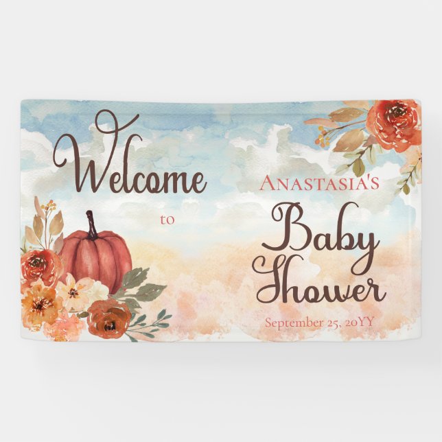 Banderoles Un Petit Citrouille | Floral Girl Baby shower Bien (Horizontal)
