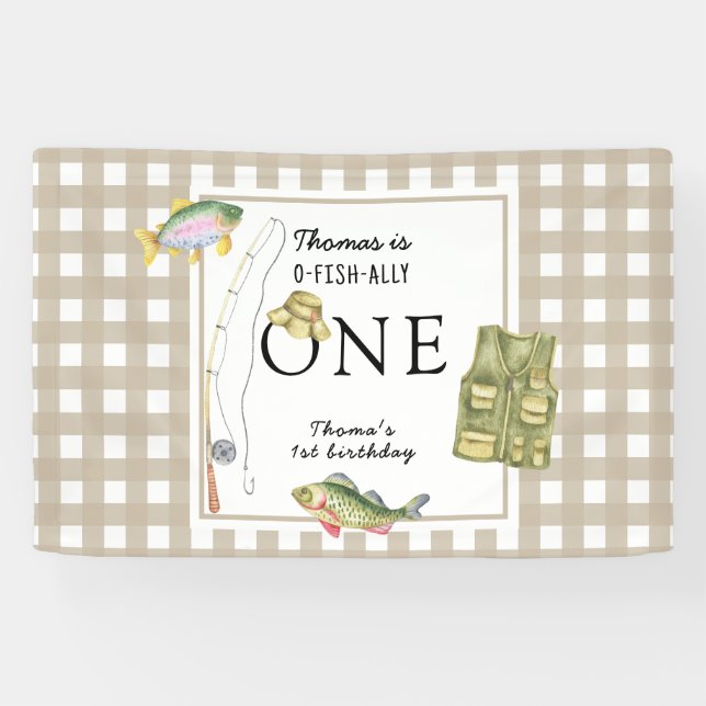 Banderoles Un petit pêcheur fête d'anniversaire (Horizontal)