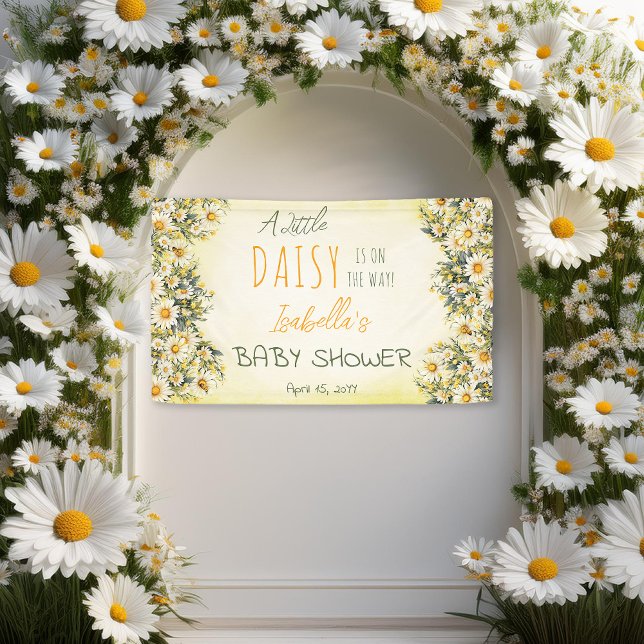 Banderoles Un Peu De Faisy Se Trouve Sur Le Chemin Du Baby sh ("A Little Daisy Is On The Way!" Daisies Floral Girl Baby Shower Banner)