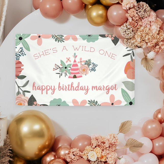 Banderoles Un sauvage | Boho Camping Thème Première fête d'an (Créateur téléchargé)