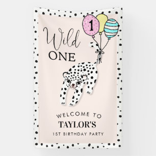Banderoles Un sauvage Leopard Balloon 1er anniversaire Bien