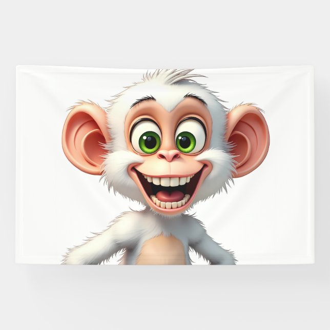 Banderoles Un singe africain blanc souriant (Horizontal)