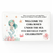 Under The Sea Mermaid Girls Birthday Banner