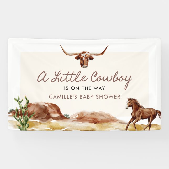 Banderoles Une Baby Shower Cow-Boy Western pour un Petit Bout (Horizontal)