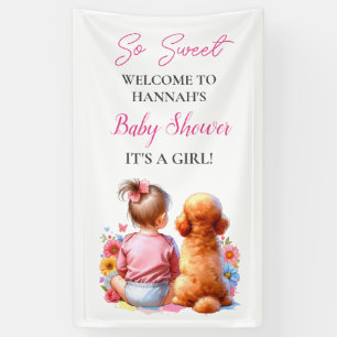 Banderoles Une petite fille et son Baby shower de chien Perso