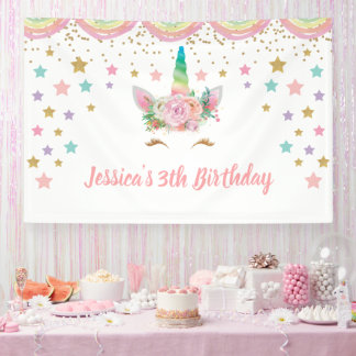 Banderoles Unicorn Birthday party Banner Personalized name