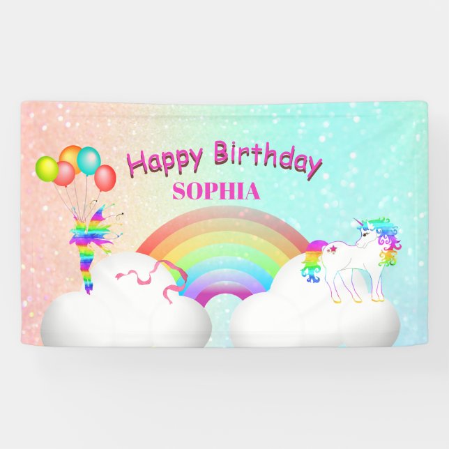 Banderoles Unicorn Parties scintillant Arc-en-ciel Enfants d' (Horizontal)