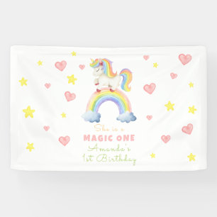 Banderoles Unicorn Rainbow Magic One First Birthday