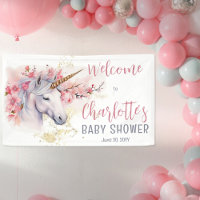 Unicorne mystique | Baby shower rose floral fille