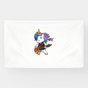 Banderoles unicorne rock et roll cool avec guitare pour rock 