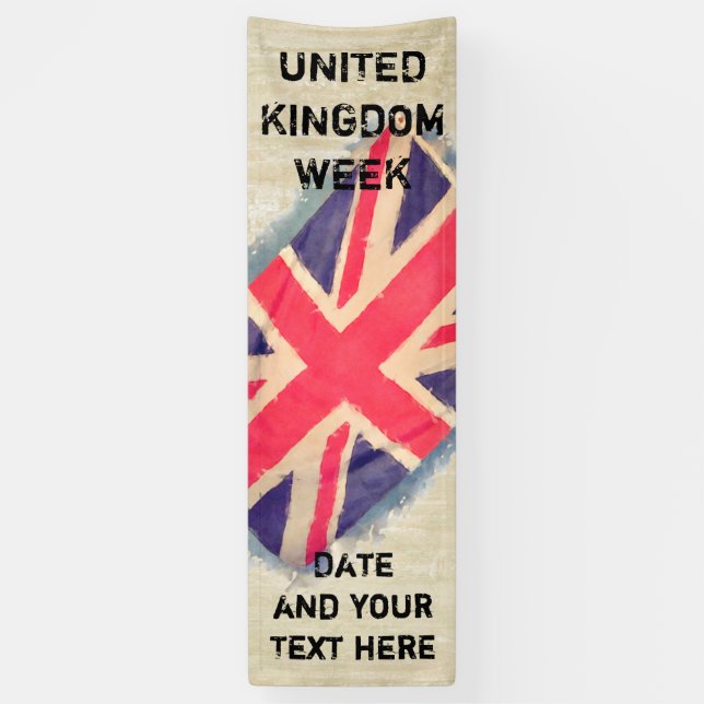 Banderoles UNION JACK FLAG grunge + votre idée (Vertical)