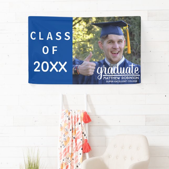 Banderoles Université 2025 Graduation Blue Photo Grad Party