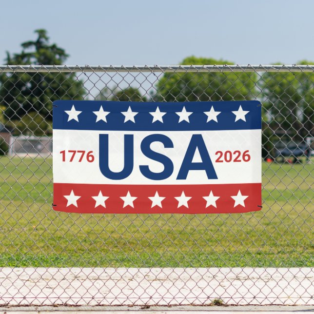 Banderoles USA 1776 2026 250e anniversaire Rouge Blanc Bleu (Insitu)