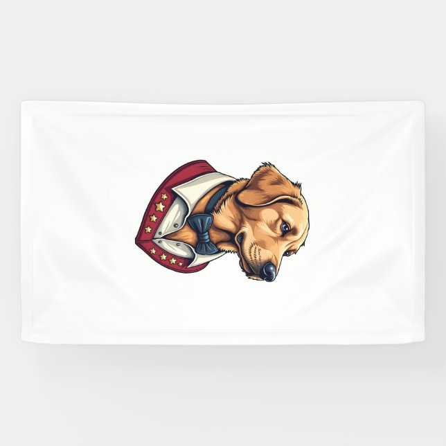 Banderoles USA Golden Retriever Vintage Patriotic Dog Shirt (Horizontal)