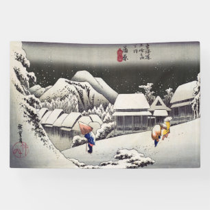 Banderoles Utagawa Hiroshige - Neige du soir à Kanbara