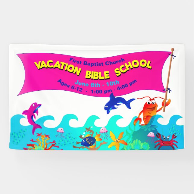 Banderoles Vacances Bible School Colorful Sea Life Critères (Horizontal)