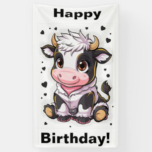 Banderoles Vache caricaturale mignonne aux grands yeux expres