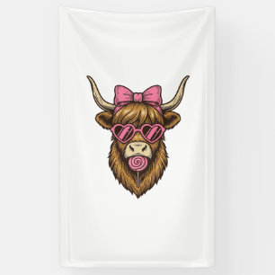Banderoles Vache des Highlands mignonne avec des lunettes à m