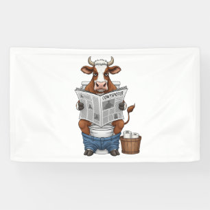 Banderoles Vache sur Toilet, Animaux de ferme amusants
