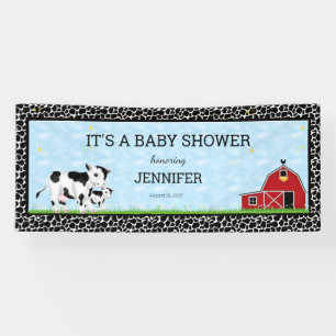 Banderoles Vaches mûres personnalisées Baby shower noir blanc