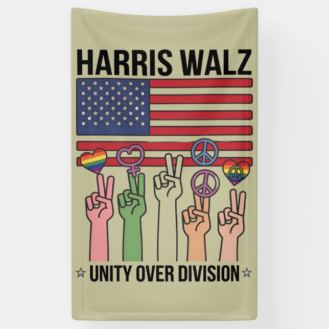 Banderoles Valse de Harris 2024 Unité plutôt que division (Vertical)