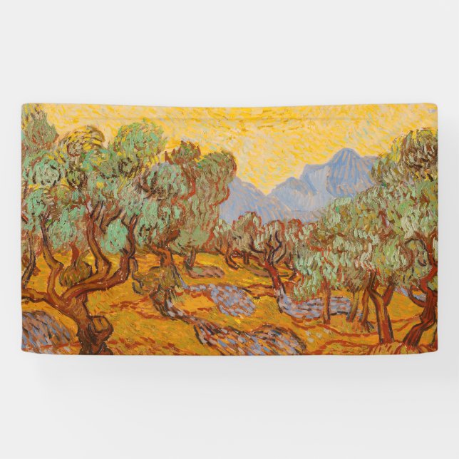 Banderoles Van Gogh Olive Trees Soleil Jaune Ciel (Horizontal)