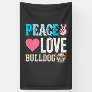 Banderoles Vecteur Peace Love Bouledogue