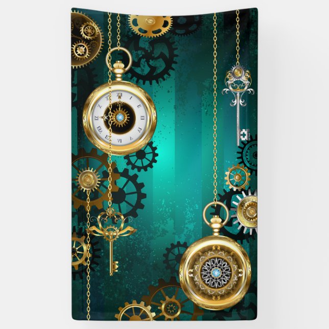 Banderoles Veille bijoux Steampunk sur un Arrière - plan vert (Vertical)