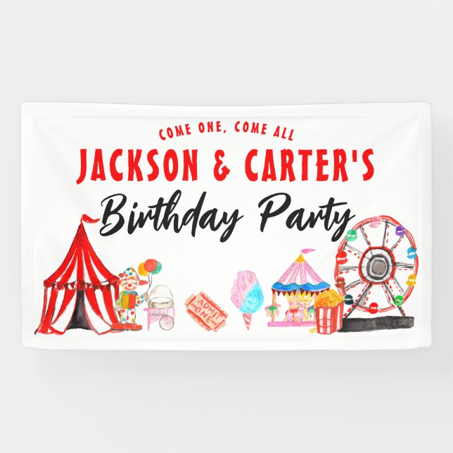 Banderoles Venez un tout Carnival Circus enfants Anniversaire (Horizontal)