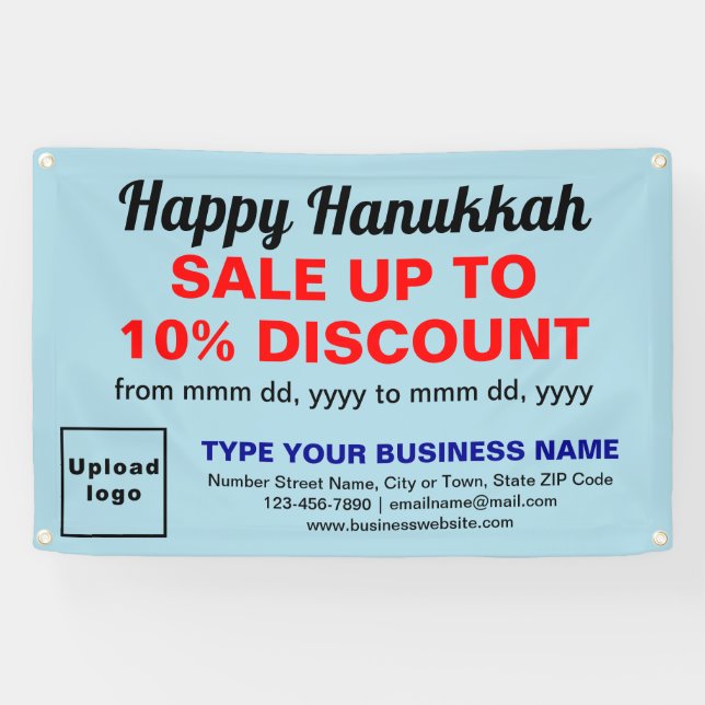 Banderoles Vente de Hanukkah d'affaires sur Rectangle Bleu Cl (Horizontal)