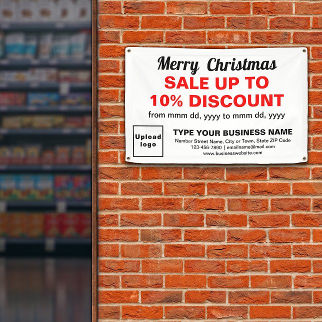 Banderoles Vente de Noël Affaires Rectangle Blanc 1,2 m x 0,7 (Créateur téléchargé)
