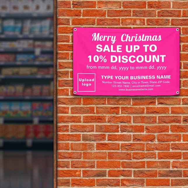 Banderoles Vente de Noël Business Pink Rectangle 4’ x 2,5’ (Créateur téléchargé)