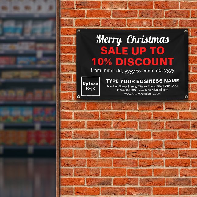 Banderoles Vente de Noël Entreprise Noir Rectangle 4’ x 2,5’ (Créateur téléchargé)