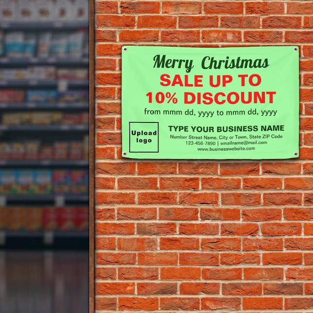 Banderoles Vente de Noël Entreprise Vert clair Rectangle (Créateur téléchargé)