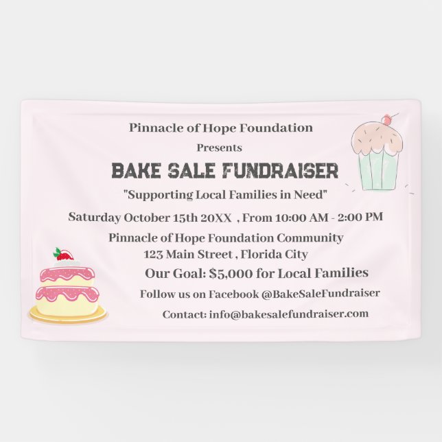 Banderoles Vente de Pâtisseries pour une Bonne Cause (Horizontal)